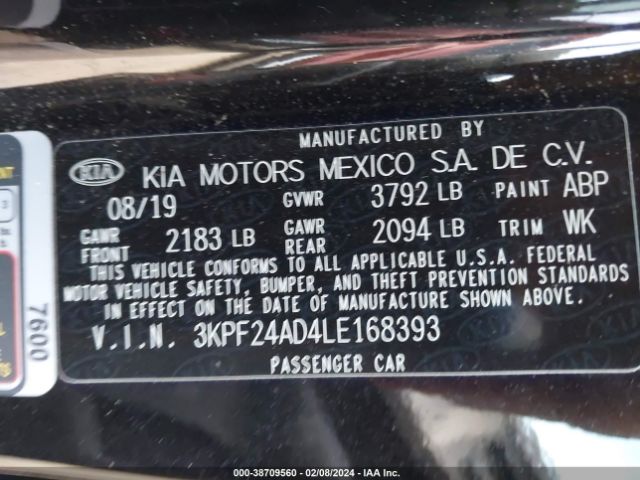 Photo 8 VIN: 3KPF24AD4LE168393 - KIA FORTE 