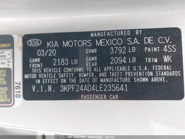 Photo 8 VIN: 3KPF24AD4LE235641 - KIA FORTE 