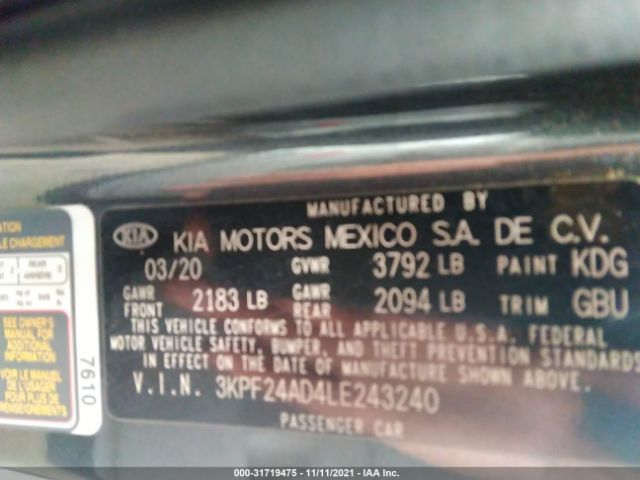 Photo 8 VIN: 3KPF24AD4LE243240 - KIA FORTE 