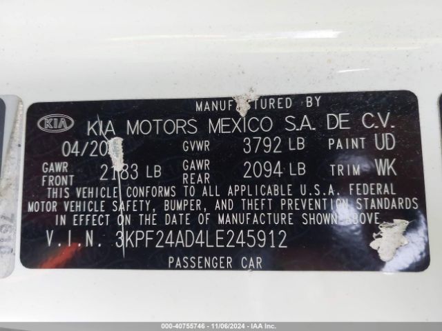 Photo 8 VIN: 3KPF24AD4LE245912 - KIA FORTE 