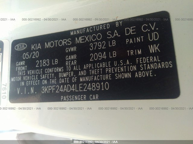 Photo 8 VIN: 3KPF24AD4LE248910 - KIA FORTE 