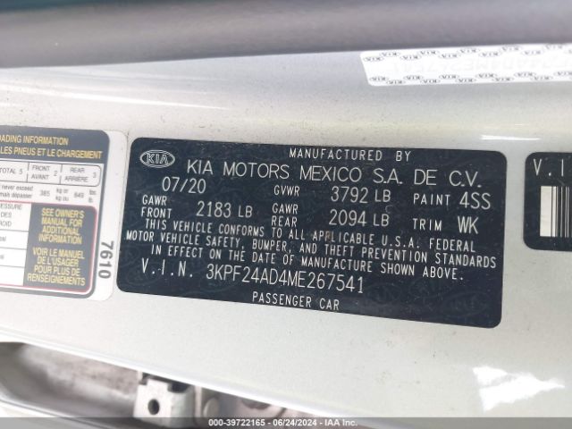 Photo 8 VIN: 3KPF24AD4ME267541 - KIA FORTE 