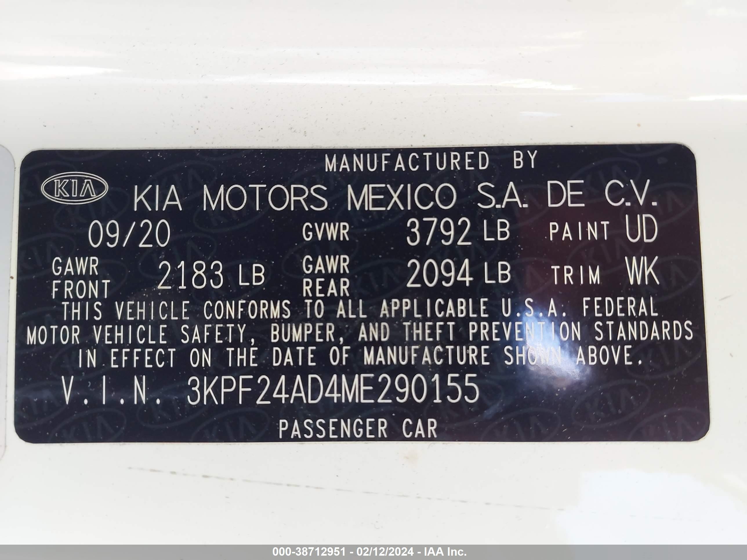 Photo 8 VIN: 3KPF24AD4ME290155 - KIA FORTE 