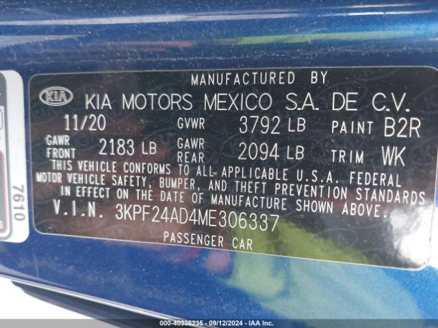 Photo 8 VIN: 3KPF24AD4ME306337 - KIA FORTE 