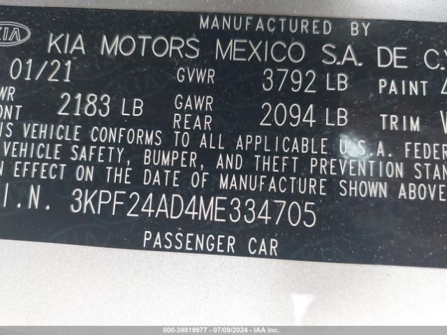 Photo 8 VIN: 3KPF24AD4ME334705 - KIA FORTE 