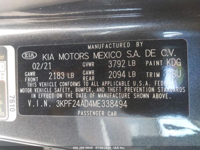 Photo 8 VIN: 3KPF24AD4ME338494 - KIA FORTE 