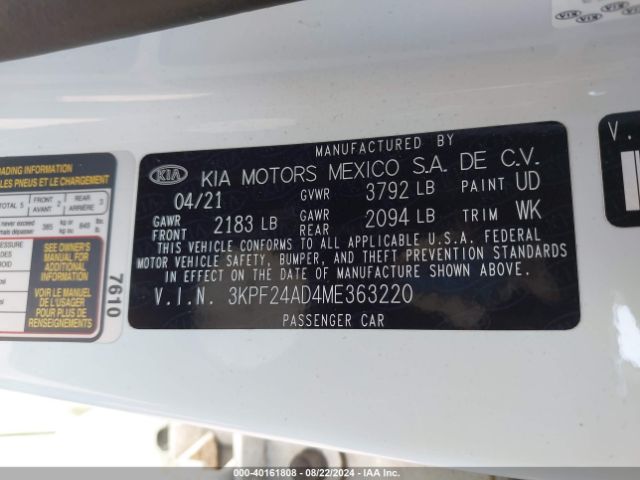 Photo 8 VIN: 3KPF24AD4ME363220 - KIA FORTE 