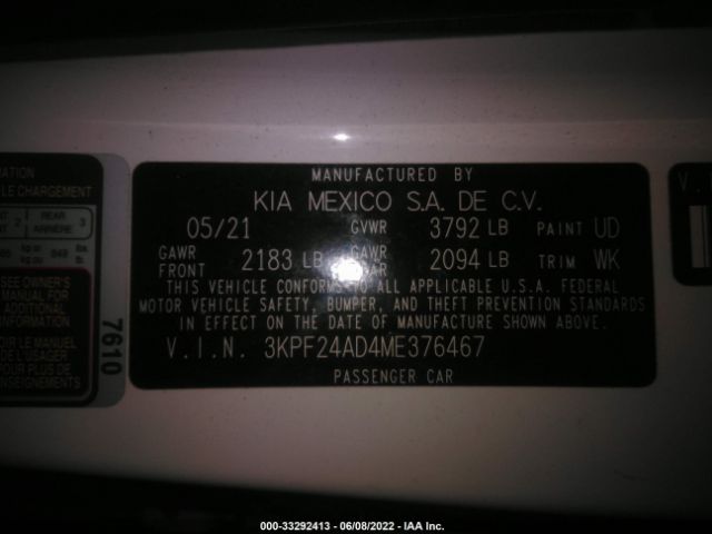 Photo 8 VIN: 3KPF24AD4ME376467 - KIA FORTE 