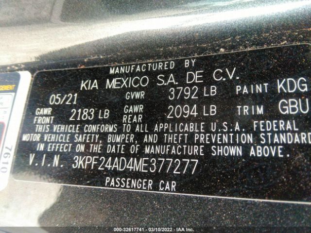 Photo 8 VIN: 3KPF24AD4ME377277 - KIA FORTE 