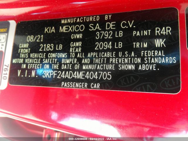 Photo 8 VIN: 3KPF24AD4ME404705 - KIA FORTE 