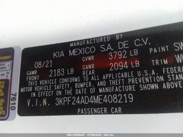 Photo 8 VIN: 3KPF24AD4ME408219 - KIA FORTE 