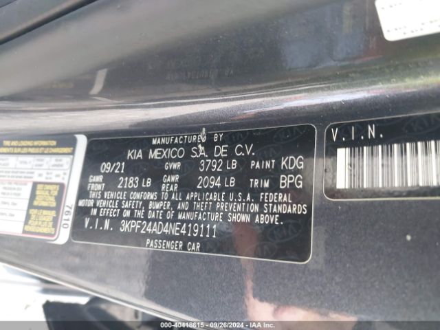 Photo 8 VIN: 3KPF24AD4NE419111 - KIA FORTE 