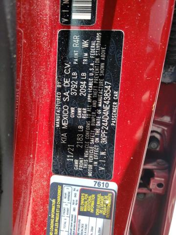 Photo 12 VIN: 3KPF24AD4NE438547 - KIA FORTE FE 