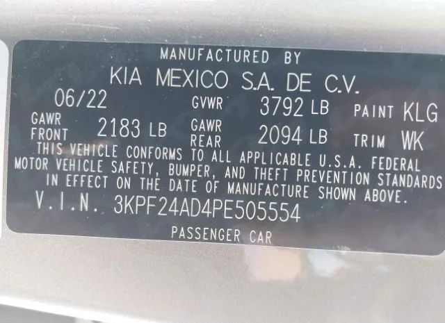 Photo 8 VIN: 3KPF24AD4PE505554 - KIA FORTE 