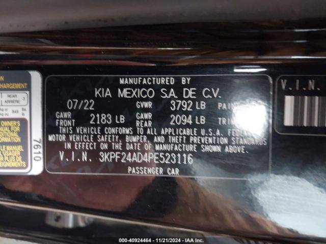 Photo 8 VIN: 3KPF24AD4PE523116 - KIA FORTE 