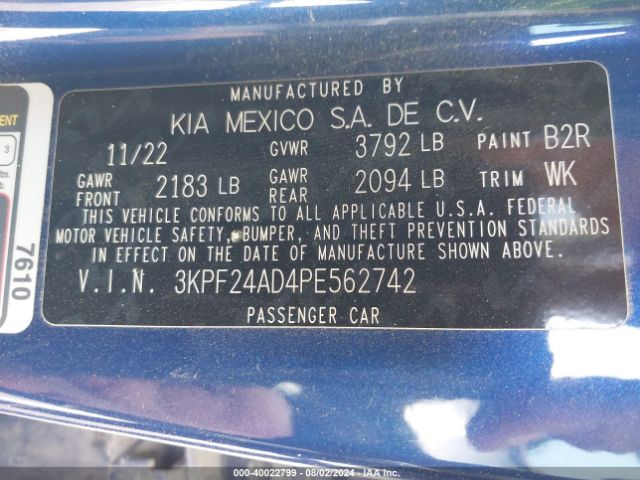 Photo 8 VIN: 3KPF24AD4PE562742 - KIA FORTE 