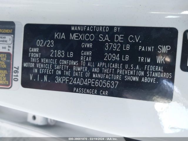 Photo 8 VIN: 3KPF24AD4PE605637 - KIA FORTE 