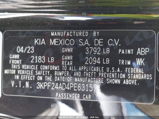 Photo 8 VIN: 3KPF24AD4PE631574 - KIA FORTE 