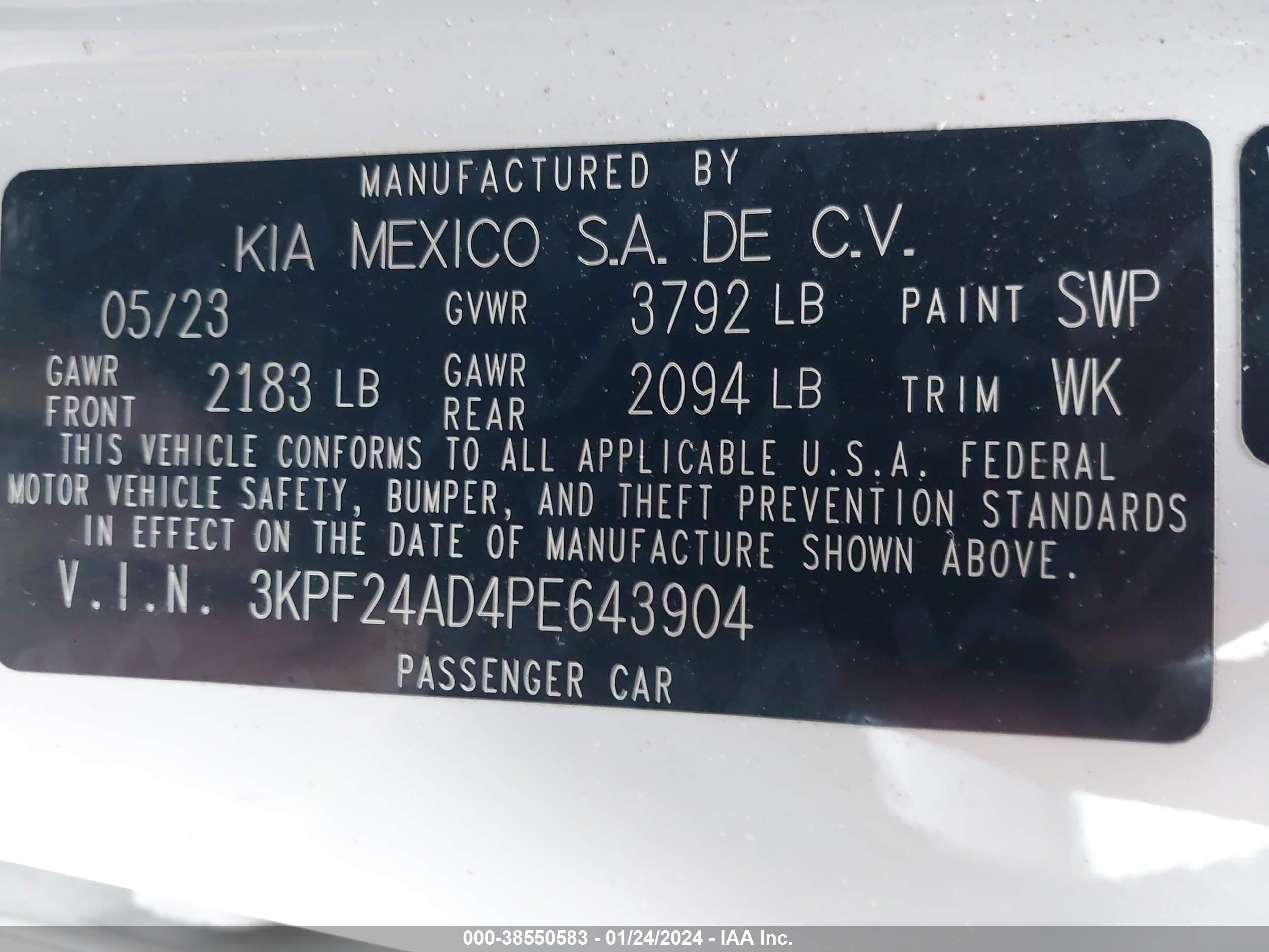 Photo 8 VIN: 3KPF24AD4PE643904 - KIA FORTE 