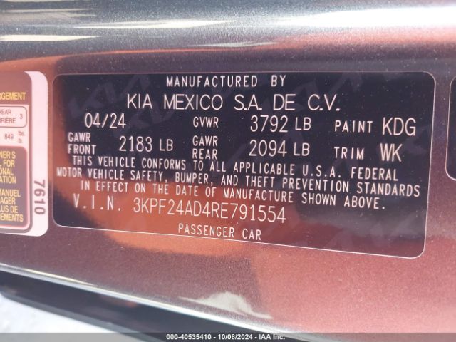 Photo 8 VIN: 3KPF24AD4RE791554 - KIA FORTE 