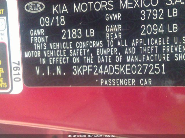 Photo 8 VIN: 3KPF24AD5KE027251 - KIA FORTE 