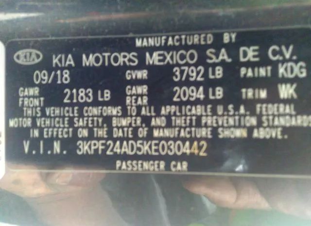 Photo 8 VIN: 3KPF24AD5KE030442 - KIA FORTE 