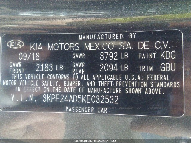 Photo 8 VIN: 3KPF24AD5KE032532 - KIA FORTE 