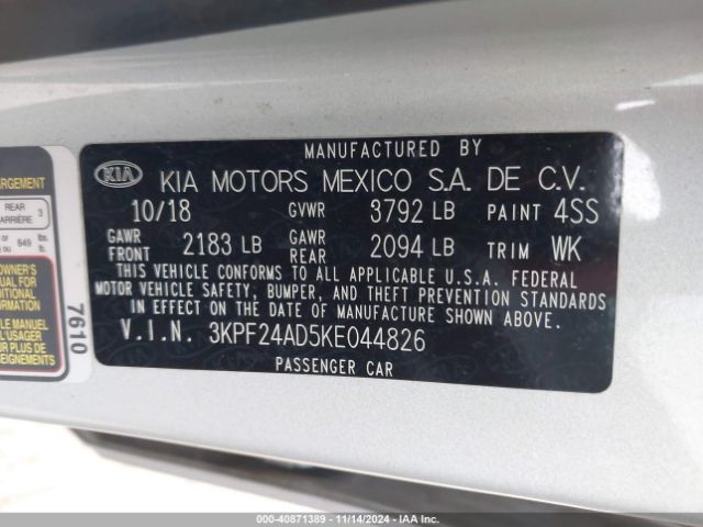 Photo 8 VIN: 3KPF24AD5KE044826 - KIA FORTE 