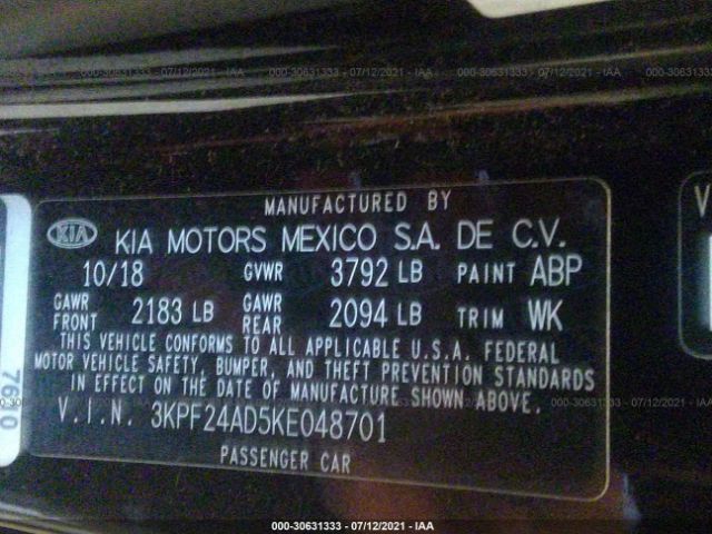 Photo 8 VIN: 3KPF24AD5KE048701 - KIA FORTE 