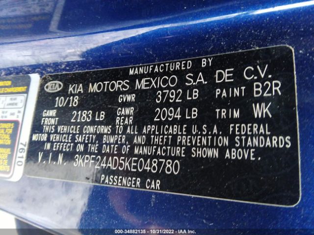 Photo 8 VIN: 3KPF24AD5KE048780 - KIA FORTE 