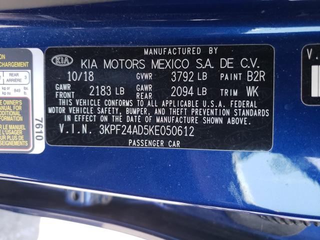 Photo 9 VIN: 3KPF24AD5KE050612 - KIA FORTE FE 