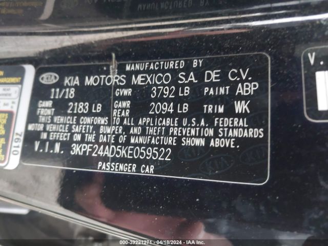 Photo 8 VIN: 3KPF24AD5KE059522 - KIA FORTE 