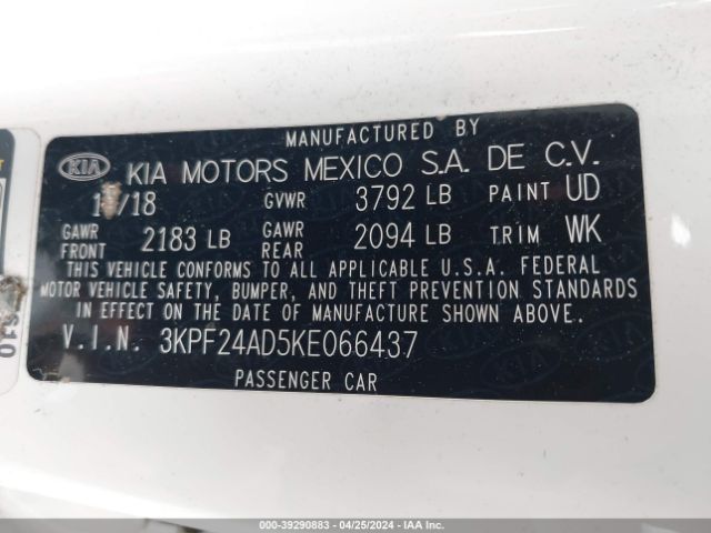 Photo 8 VIN: 3KPF24AD5KE066437 - KIA FORTE 