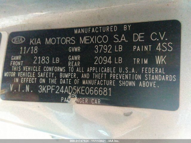 Photo 8 VIN: 3KPF24AD5KE066681 - KIA FORTE 