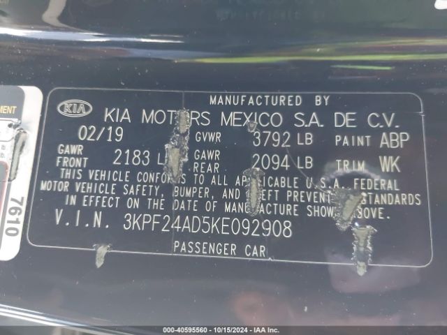 Photo 8 VIN: 3KPF24AD5KE092908 - KIA FORTE 