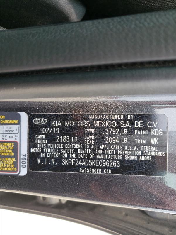 Photo 9 VIN: 3KPF24AD5KE096263 - KIA FORTE FE 