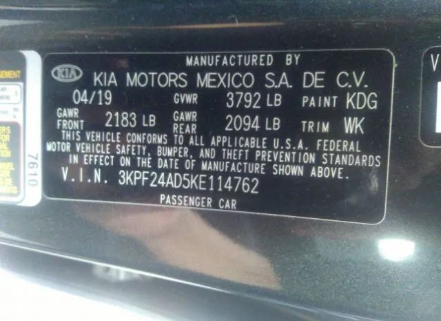 Photo 8 VIN: 3KPF24AD5KE114762 - KIA FORTE 