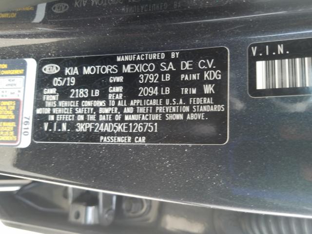 Photo 9 VIN: 3KPF24AD5KE126751 - KIA FORTE FE 