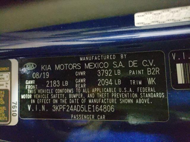 Photo 9 VIN: 3KPF24AD5LE164806 - KIA FORTE FE 