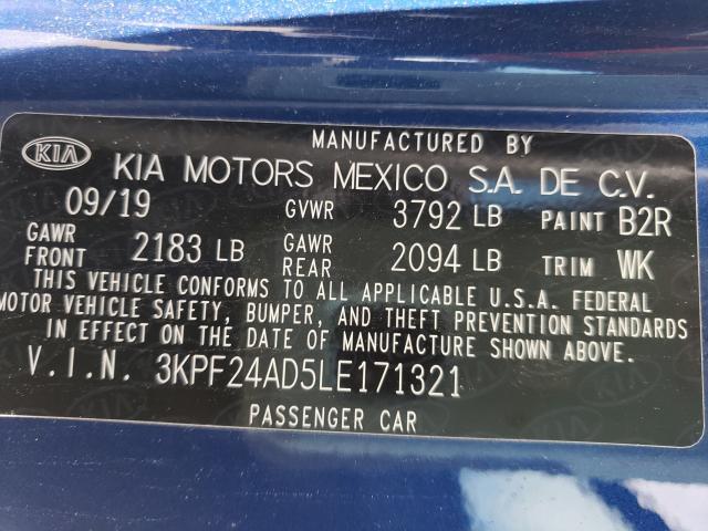 Photo 9 VIN: 3KPF24AD5LE171321 - KIA FORTE FE 