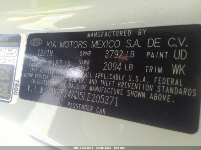 Photo 8 VIN: 3KPF24AD5LE205371 - KIA FORTE 