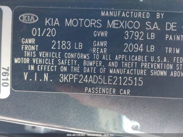 Photo 8 VIN: 3KPF24AD5LE212515 - KIA FORTE 