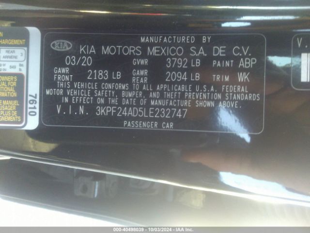 Photo 8 VIN: 3KPF24AD5LE232747 - KIA FORTE 