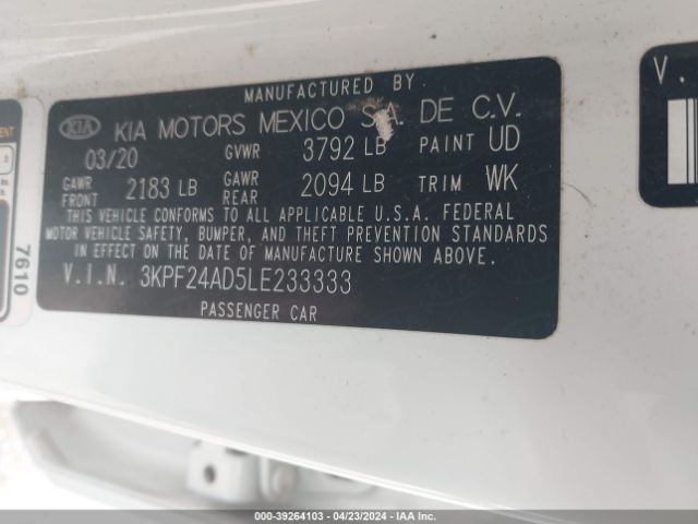 Photo 8 VIN: 3KPF24AD5LE233333 - KIA FORTE 