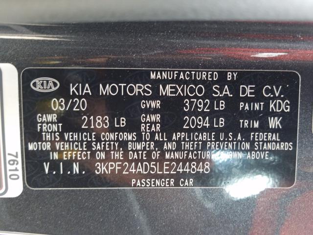 Photo 9 VIN: 3KPF24AD5LE244848 - KIA FORTE FE 