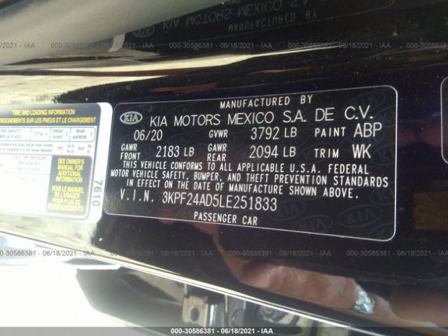 Photo 8 VIN: 3KPF24AD5LE251833 - KIA FORTE 