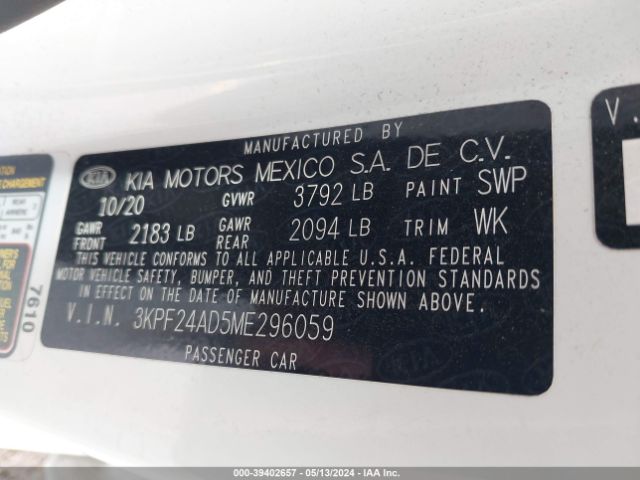 Photo 8 VIN: 3KPF24AD5ME296059 - KIA FORTE 