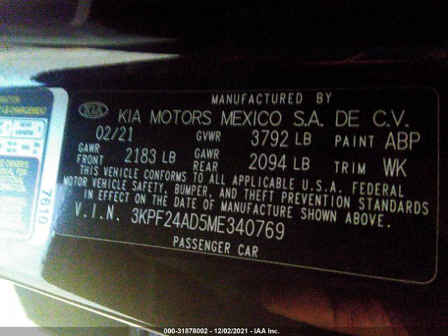 Photo 8 VIN: 3KPF24AD5ME340769 - KIA FORTE 