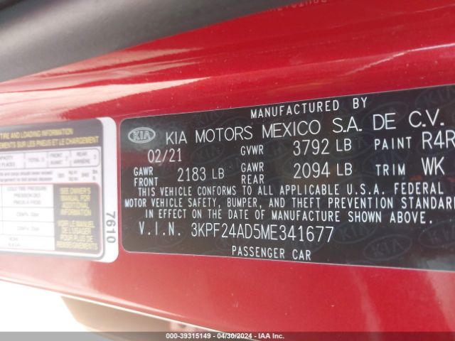 Photo 8 VIN: 3KPF24AD5ME341677 - KIA FORTE 