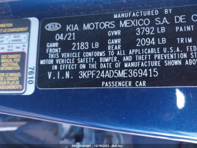 Photo 8 VIN: 3KPF24AD5ME369415 - KIA FORTE 